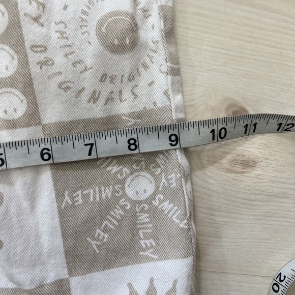 Smiley X H&M Denim Pants Women Size 2 High Rise Wide Leg Beige All Over Print - Picture 9 of 14